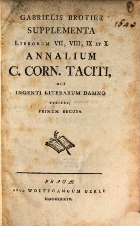 Gabrielis Brotier Supplementa in Annales C. C. Taciti