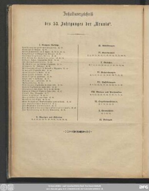 Inhaltsverzeichniß des 53. Jahrganges der „Urania“.