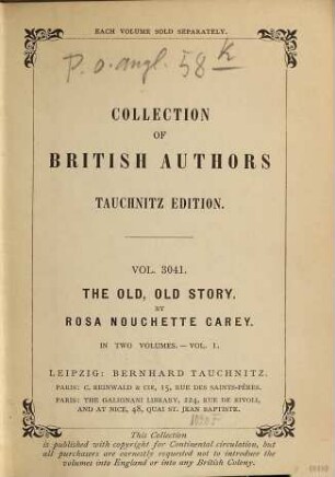 The old, old story : A novel, 1