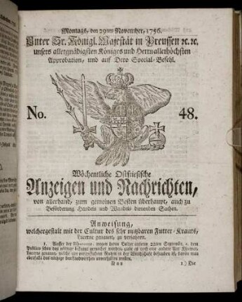 No. 48. Montags, den 29ten November, 1756.