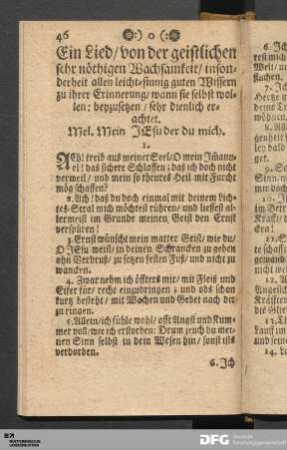 Ein Lied, von der geistlichen sehr nöthigen Wachsamkeit [...].