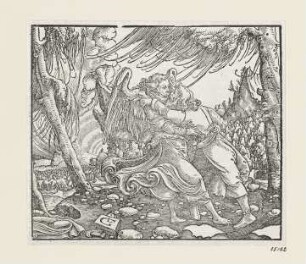 Jakob ringt mit dem Engel, aus: Martin Luther, "Biblia dat ys: De gantze Hilige Schrifft", Hans Walter, Magdeburg 1545