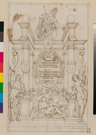 Entwurf des Titelblattes von Matthias Merians Topographie der Erzbistümer Mainz, Trier und Köln