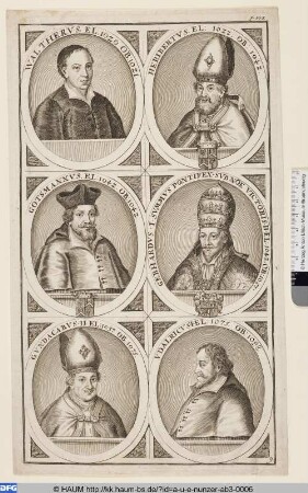 Eichstätter Bischöfe: Walther, Heribert, Gezemann, Victor II., Gundekar II., Uldaricus