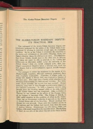 The Alaska-Yukon Boundry Dispute: Its Practical Side.