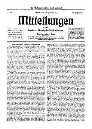 Mitteilungen aus dem Verein zur Abwehr des Antisemitismus. 32. 1922