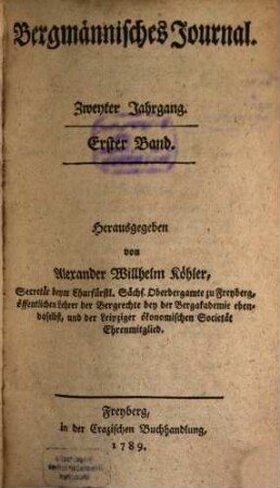 Bergmännisches Journal. 1789,1 = Jg. 2