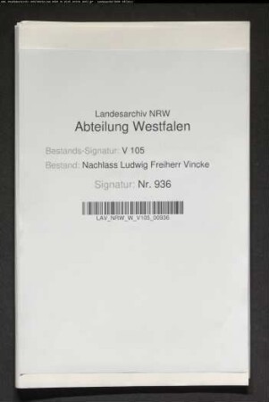 13 Briefe und 18 gebundene Briefe der Eleonore Vincke geb. von Syberg, Gattin des Bruders Ludwig Vincke