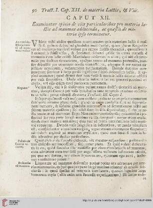 Caput XII: Examinatur opinio de viis particularibus pro materia lactis ad mammas adducenda […]