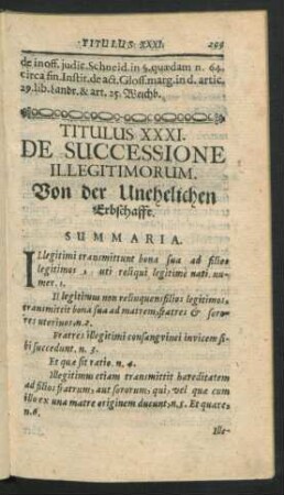 Titulus XXXI. De Successione Illegitimorum.