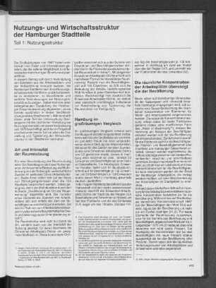 Nutzungs- und Wirtschaftsstruktur der Hamburger Stadtteile. : Teil 1: Nutzungsstruktur