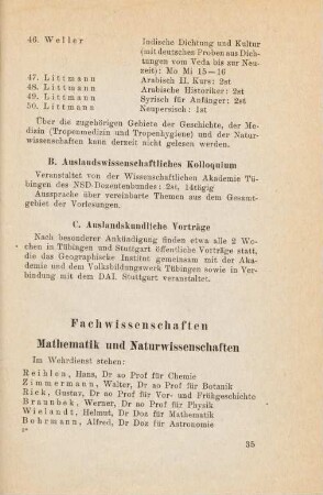 35-57, Fachwissenschaften