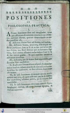 Positiones ex philosophia practica.