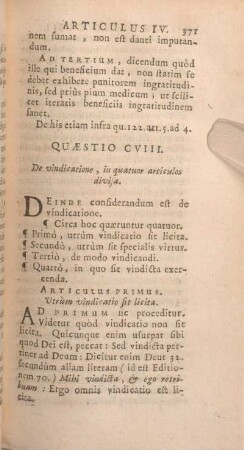 Quaestio CVIII. De vindicatione, in quatuor articulos divisa.