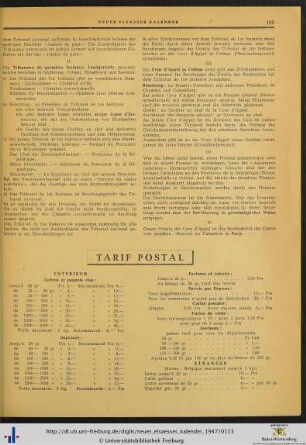 Tarif postal.