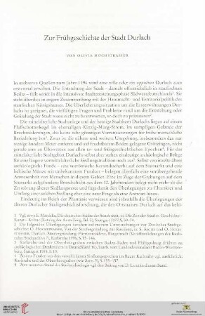 Zur Frühgeschichte der Stadt Durlach