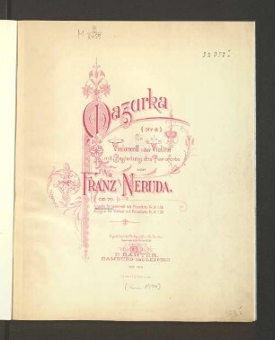 Mazurka (No 6) für Violoncell oder Violine : mit Begleitung des Pianoforte ; op. 70