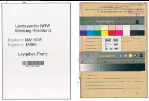Entnazifizierung Franz Leygeber , geb. 02.04.1913 (Kaufmaennischer Angestellter)