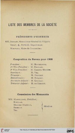 Liste des membres de la Société