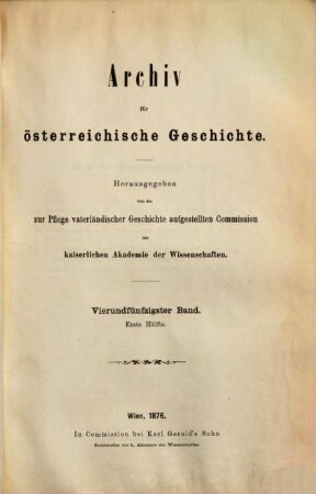 Archiv für österreichische Geschichte. 54. 1876