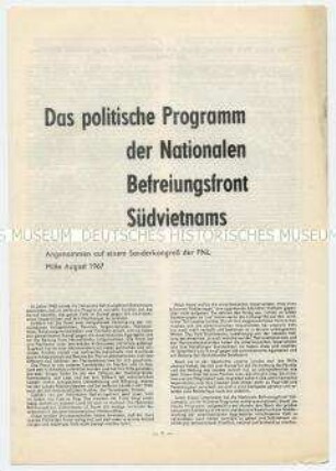 Flugschrift mit dem Programm der FNL