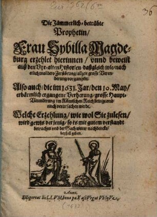 Die jämmerliche Prophetin Fraw Sybilla Magdeburg