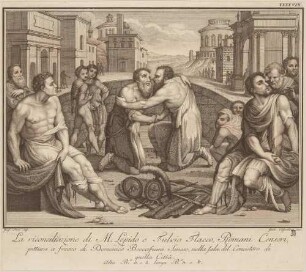 Die Versöhnung zwischen Marcus Aemilius Lepidus und Marcus Fulvius Flaccus (nach dem Deckenbild in Siena, Palazzo Pubblico, Sala del Concistoro)