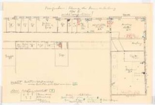 Umbau des Preußischen Herrenhauses zum »Preußenhaus«, Berlin: Schema der Raumverteilung (Archiv, Druckerei): Grundriss