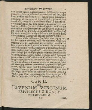 Cap. II. De Iuvenum Virginum Privilegiis Circa Ius Personarum.