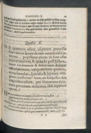 Quaestio X. An & quatenus usurae usurarum permissae sint? ubi in specie de ...