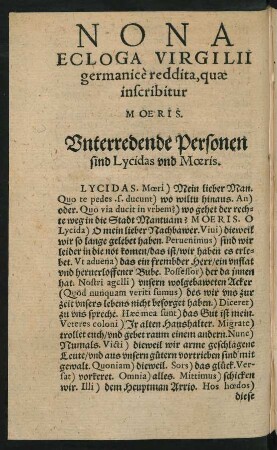 Nona Ecloga Virgilii germanice reddita, quae inscribitur Moeris.