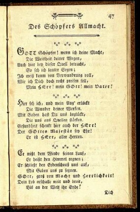 Des Schöpfers Allmacht.