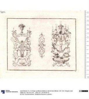 (1) Folge: grotteske Motive in der Art des Bérain. Ioh: Chr: Weigels seel. Wittib exc. Verl.-Nr. 279.