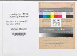 Entnazifizierung Heinrich Welters, geb. 07.08.1894 (Optiker)