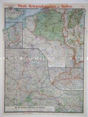 Militärstrategische Karten von verschiedenen Kriegsschauplätzen (Paasche's Frontenkarte Nr. 16), Stand von Mitte April 1918