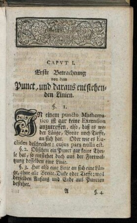 Caput I. Erste Betrachtung - Vierte Betrachtung.