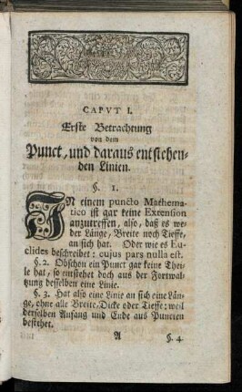 Caput I. Erste Betrachtung - Vierte Betrachtung.