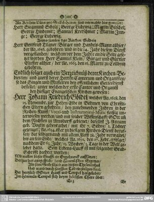 [Verzeichnis der Kirchen-Bedienten]