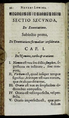 Subsectio prima, De Enuntiatione formaliter confiderata.