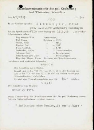 Kiesinger, Alfred