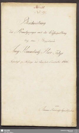Beschreibung des Kunstgezeuges und der Wasserhaltung bey dem Berggebaeude Jung Himmlisch Heer Fdgr - 17.6700 4.