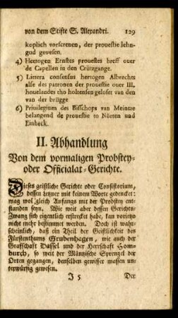 II. Abhandlung Von dem vormaligen Probstey- oder Officialat-Gerichte