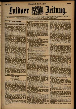 Erste Ausgabe vom Samstag, den 09. Juni 1888.