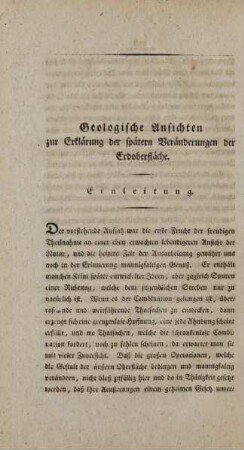 Geologische Ansichten zur Erklärung der spätern Veränderungen der Erdoberfläche