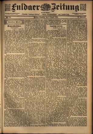 Zweite Ausgabe vom Samstag, den 02. August 1902.
