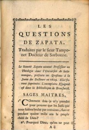 Les questions de Zapata