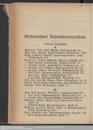 Einwohnerverzeichnis : Alphabetisches Einwohnerverzeichnis