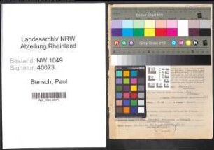 Entnazifizierung Paul Bensch , geb. 08.05.1897 (Inspektor)