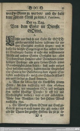 Der 19. Tag. Von dem Eyfer im Dienste Gottes