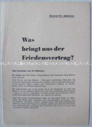 Agitationsmaterial für einen Friedensvertrag mit Deutschland